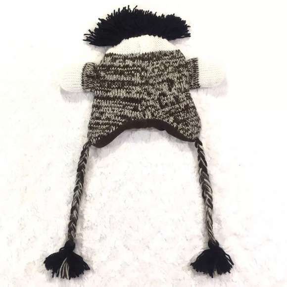Beanie Fuzzy Tassels Brown Sock Monkey Warm Winter - Picture 2 of 7